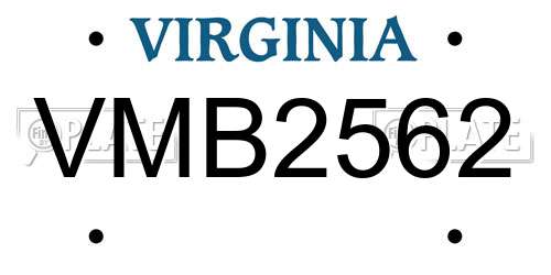 VMB2562 Virginia License Plate