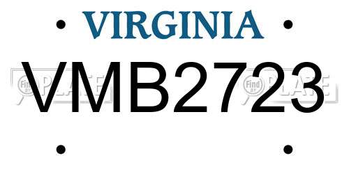 VMB2723 Virginia License Plate