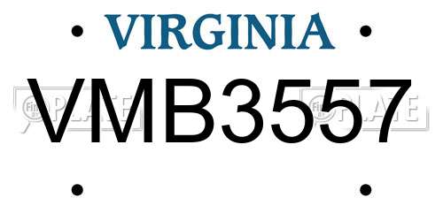 VMB3557 Virginia License Plate