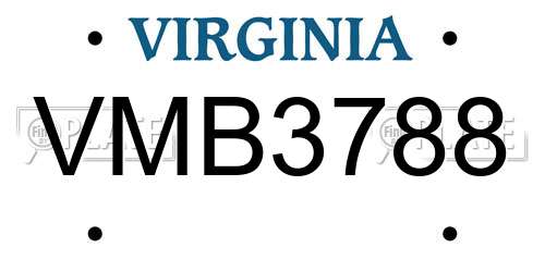 VMB3788 Virginia License Plate