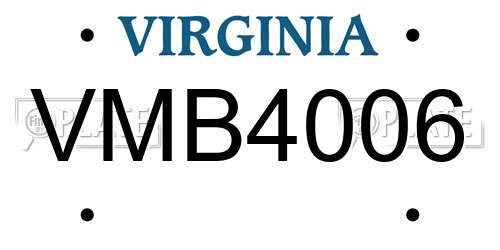 VMB4006 Virginia License Plate