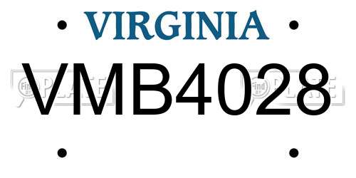 VMB4028 Virginia License Plate
