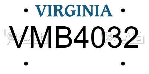 VMB4032 Virginia License Plate
