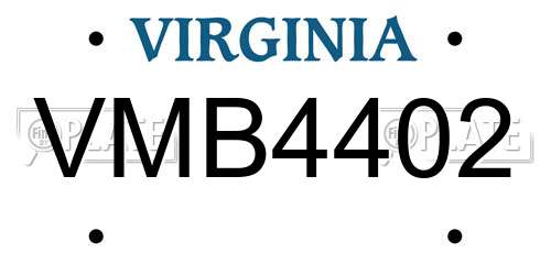 VMB4402 Virginia License Plate
