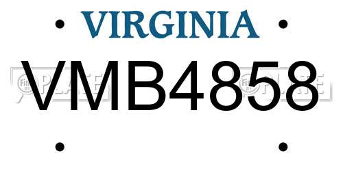 VMB4858 Virginia License Plate