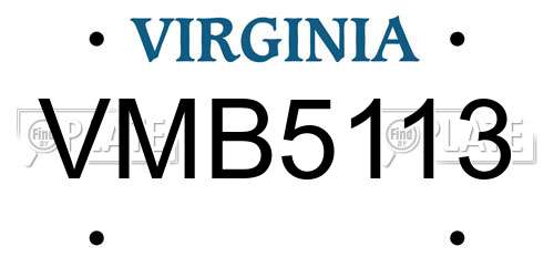 VMB5113 Virginia License Plate
