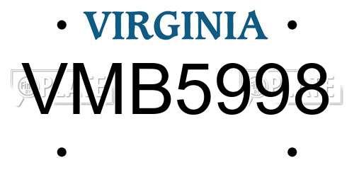 VMB5998 Virginia License Plate