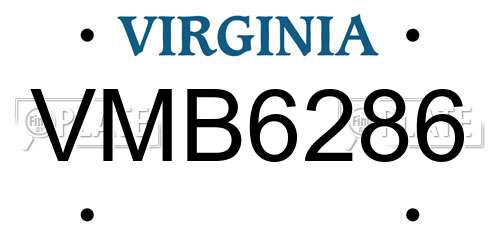 VMB6286 Virginia License Plate