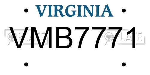 VMB7771 Virginia License Plate