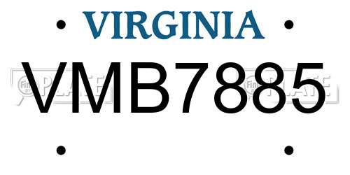 VMB7885 Virginia License Plate