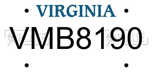 VMB8190 Virginia License Plate