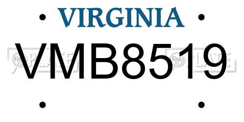 VMB8519 Virginia License Plate