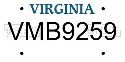 VMB9259 Virginia License Plate