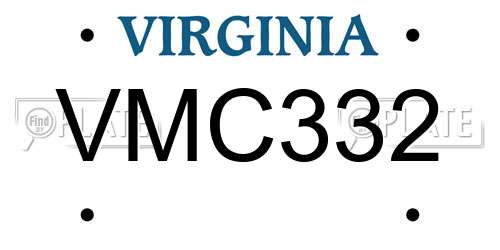 VMC332 Virginia License Plate