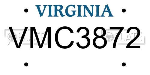 VMC3872 Virginia License Plate