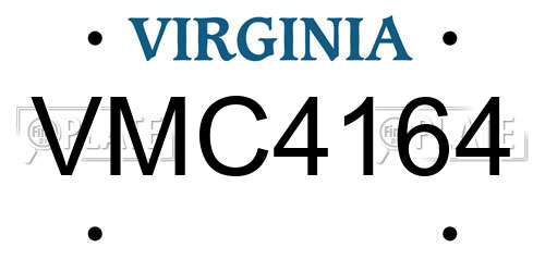 VMC4164 Virginia License Plate