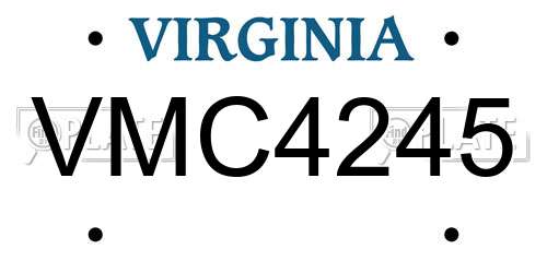 VMC4245 Virginia License Plate