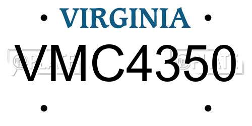 VMC4350 Virginia License Plate