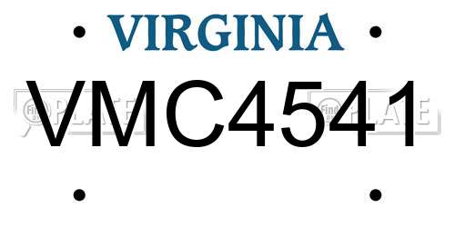 VMC4541 Virginia License Plate