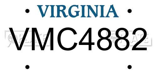 VMC4882 Virginia License Plate
