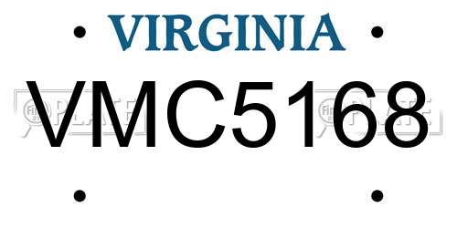 VMC5168 Virginia License Plate