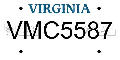 VMC5587 Virginia License Plate