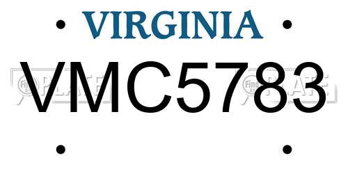 VMC5783 Virginia License Plate