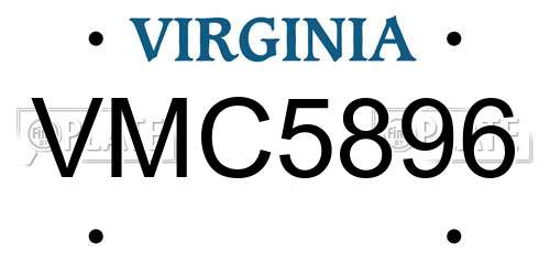 VMC5896 Virginia License Plate