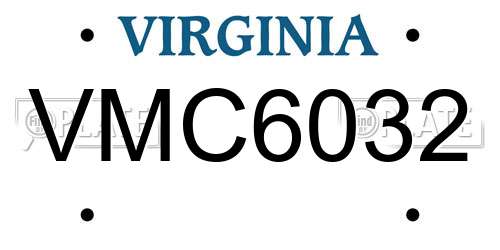 VMC6032 Virginia License Plate