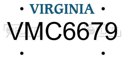 VMC6679 Virginia License Plate