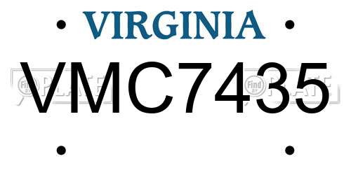 VMC7435 Virginia License Plate