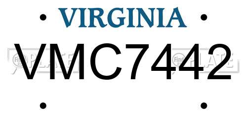VMC7442 Virginia License Plate
