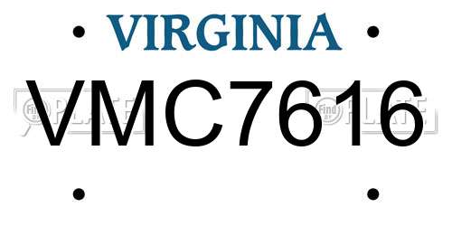 VMC7616 Virginia License Plate