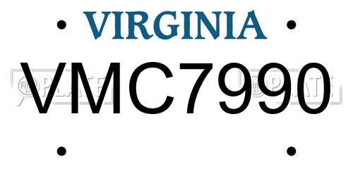 VMC7990 Virginia License Plate