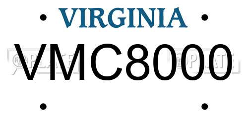 VMC8000 Virginia License Plate
