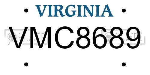 VMC8689 Virginia License Plate