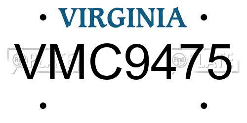 VMC9475 Virginia License Plate