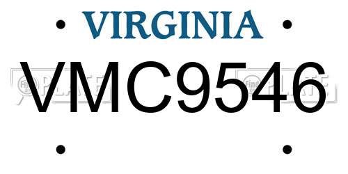 VMC9546 Virginia License Plate