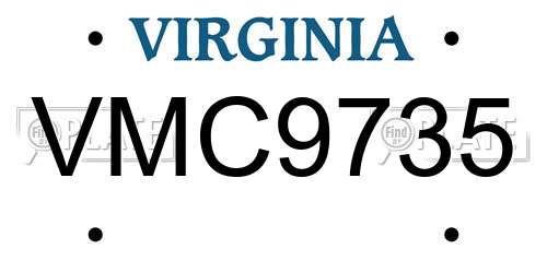 VMC9735 Virginia License Plate
