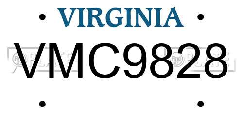 VMC9828 Virginia License Plate
