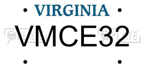 VMCE32 Virginia License Plate
