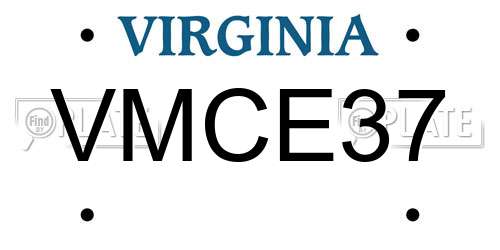 VMCE37 Virginia License Plate