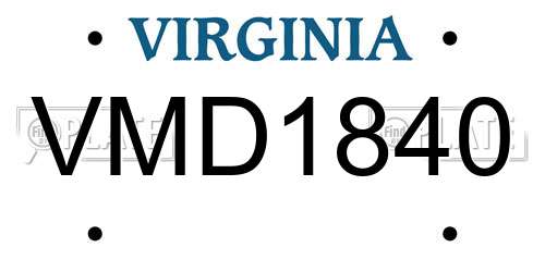 VMD1840 Virginia License Plate