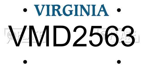 VMD2563 Virginia License Plate