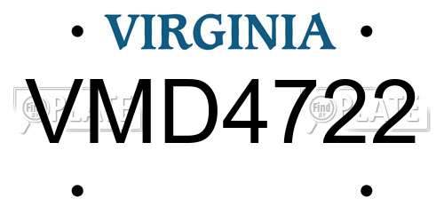 VMD4722 Virginia License Plate