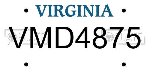 VMD4875 Virginia License Plate