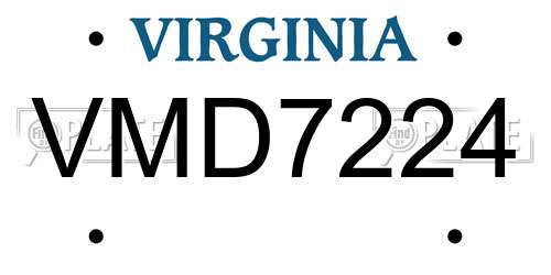 VMD7224 Virginia License Plate