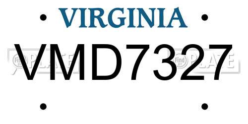 VMD7327 Virginia License Plate