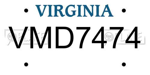 VMD7474 Virginia License Plate