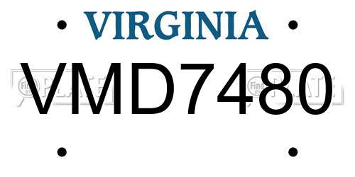 VMD7480 Virginia License Plate